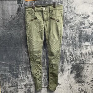 Tinsel women's green stretchy tapered jeans size 25 front and back pockets 078